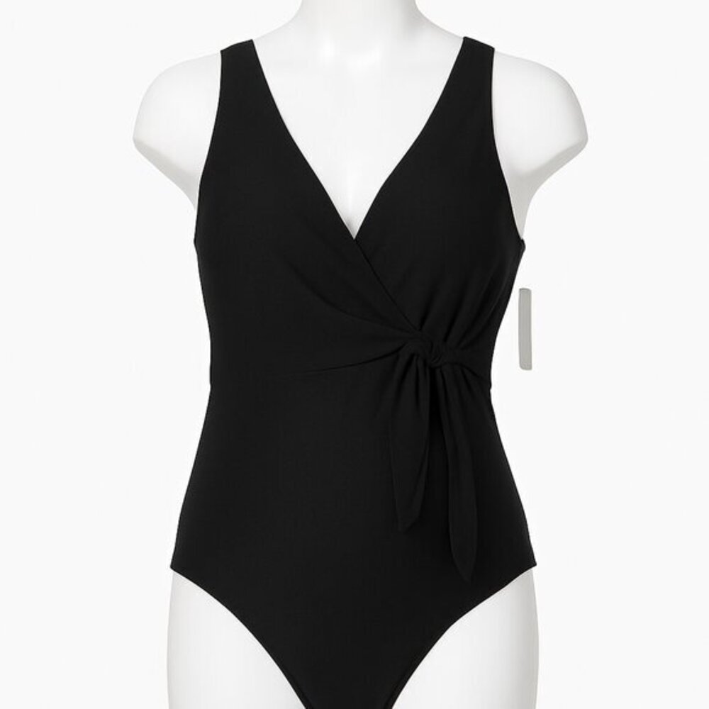 Tempotrek Tie Front Maternity One Piece Swimsuit Black NWT Size XL